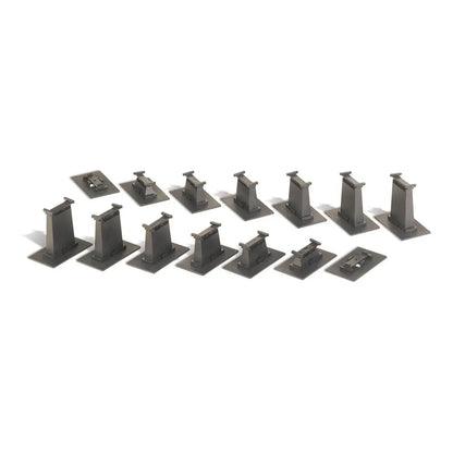 HO scale 14-piece E-Z Track graduated pier set for model railroads, featuring realistic concrete piers for train layouts.