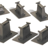 HO scale 14-piece E-Z Track graduated pier set for model railroads, featuring realistic concrete piers and track support structures.