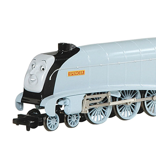 HO scale Spencer locomotive train from Thomas & Friends with moving eyes, detailed model by BYMRR Train Store.
