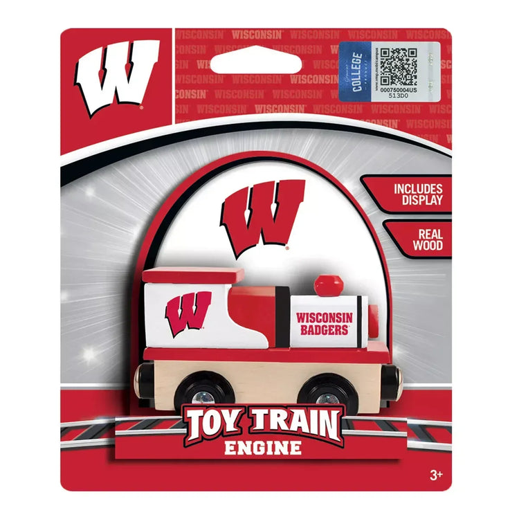 NCAA Wisconsin Badgers Wooden Toy Train Engine - Officially Licensed Children&