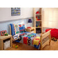 Toddler boys train bedding set with comforter, pillowcase, top sheet, and fitted sheet in colorful train design by BYMRR Train Store