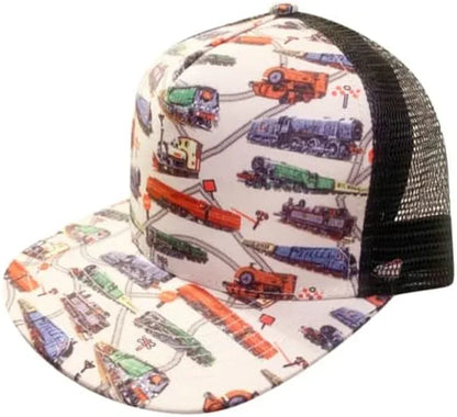 Trains Trucker Snapback Hat - Trainz Collection - Large Size (Ages 12 and Up) - White - BYMRR Train Store