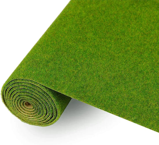Artificial grass mat for model scenery by BYMRR Train Store, green 40x100cm, ideal for craft and decoration projects