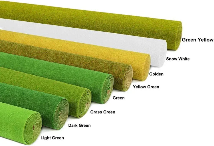 Artificial grass mat for model scenery by BYMRR Train Store, green 40x100 cm, ideal for craft and decoration projects.