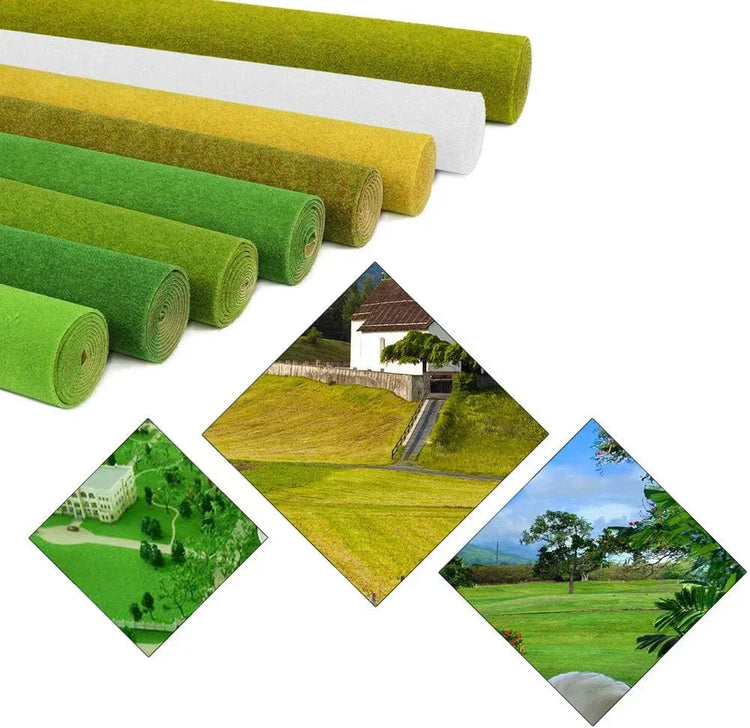 Artificial green grass mat for model scenery, 40x100cm, by BYMRR Train Store, ideal for craft and decoration projects.