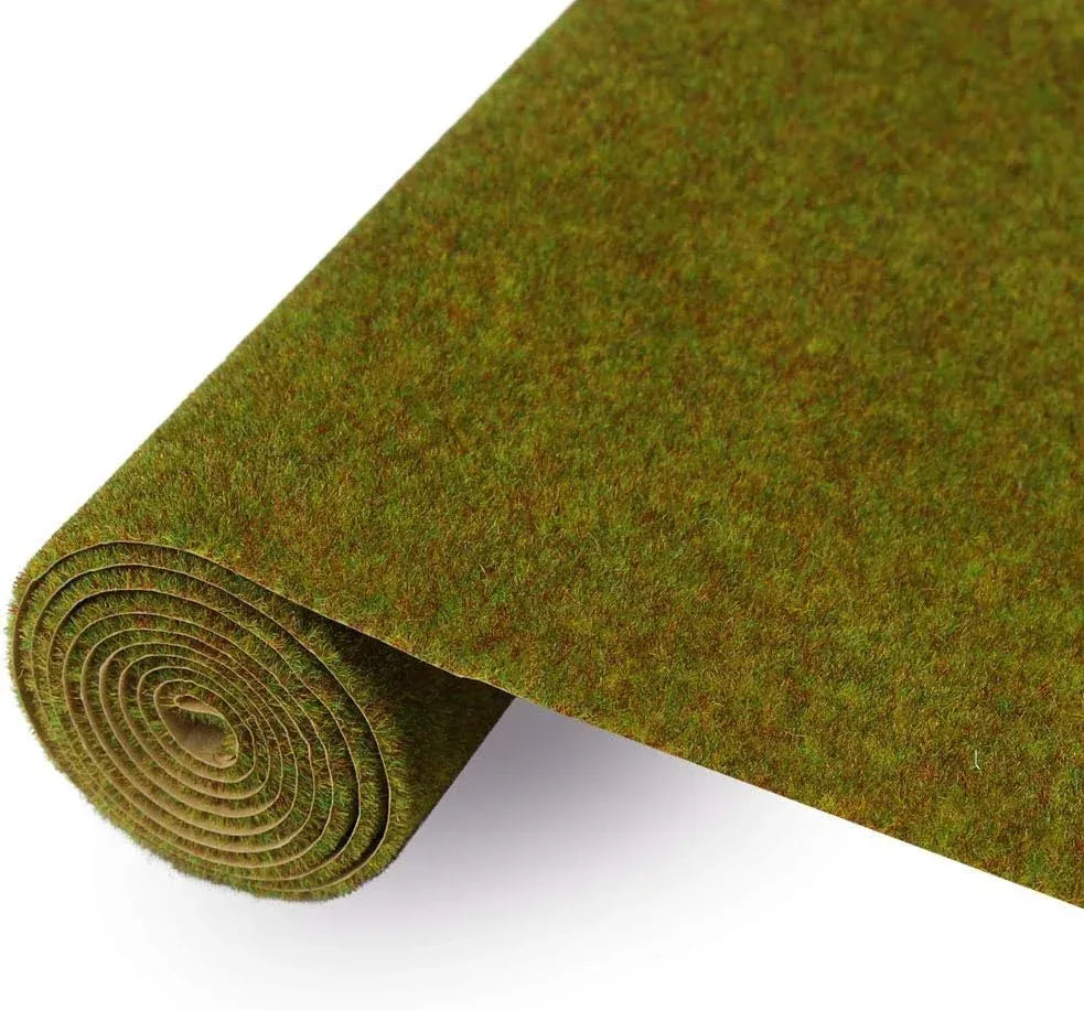 Artificial grass mat for model scenery by BYMRR Train Store, green 40x100 cm, perfect for craft and decoration projects.