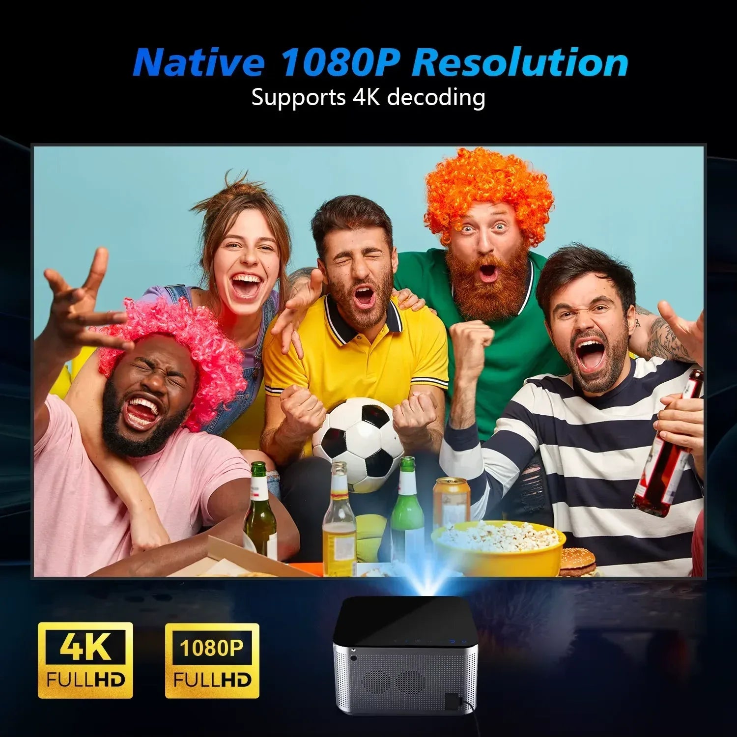 BYMRR Train Store Android 11 4K Smart Projector with 580 ANSI Lumens, Full HD, Wifi 6, Bluetooth 5.0, voice control for home cinema