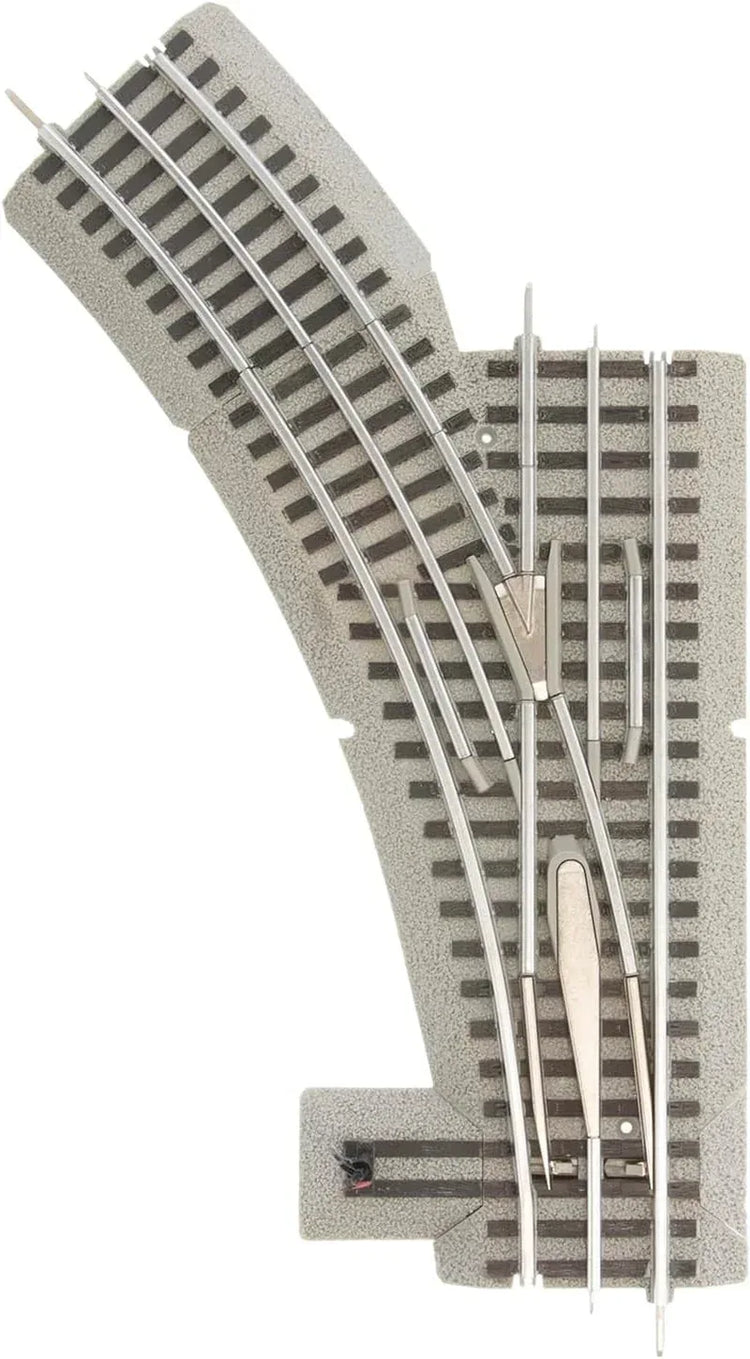 Fastrack 036 Electric O Gauge Left-Hand Manual Switch for model train tracks, designed for ages 14 and up.