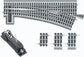 Fastrack 036 Electric O Gauge Left-Hand Manual Switch track for model trains, suitable for ages 14 and up, shown from the side.