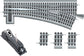 Fastrack O Gauge 036 electric left-hand manual switch for model train tracks, suitable for ages 14 and up.