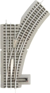 Fastrack O Gauge 036 electric left-hand manual switch for model train tracks, suitable for ages 14 and up.