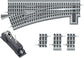 Fastrack 036 Electric O Gauge Left-Hand Manual Switch for model train tracks, suitable for ages 14 and up.
