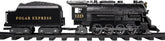 Polar Express Berkshire-style battery-operated model train set with remote control, featuring detailed train and realistic design.