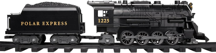 Polar Express Berkshire-style battery-operated model train set with remote control, featuring detailed train and realistic design.