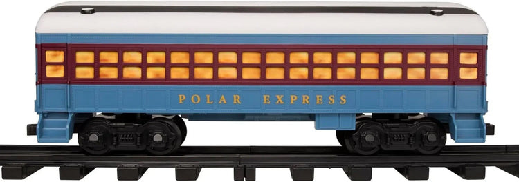 Polar Express Berkshire-style battery-operated model train set with remote control, featuring detailed train cars and realistic design.