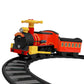 Battery-powered steam train ride-on vehicle for children, modeled after a classic steam train, with blue and black details.