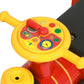 Battery-powered steam train ride-on vehicle for kids, modeled after a classic steam train, with vibrant colors and realistic details.