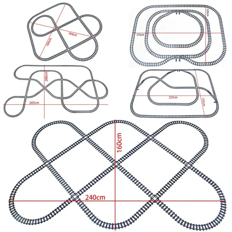 High-Tech City Train Track Set with flexible forked, straight, and curved rails for children, by BYMRR Train Store.