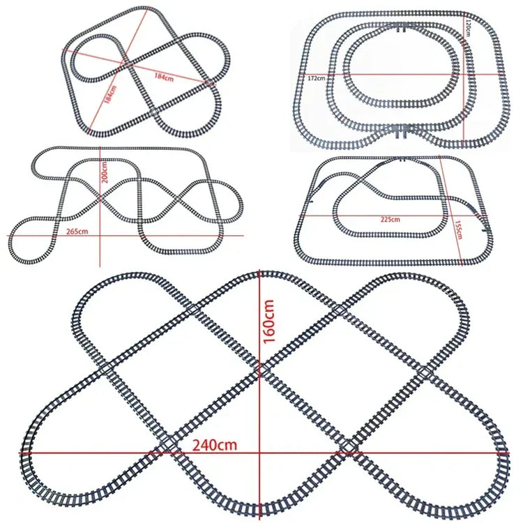High-Tech City Train Track Set with flexible forked, straight, and curved rails for children, by BYMRR Train Store.
