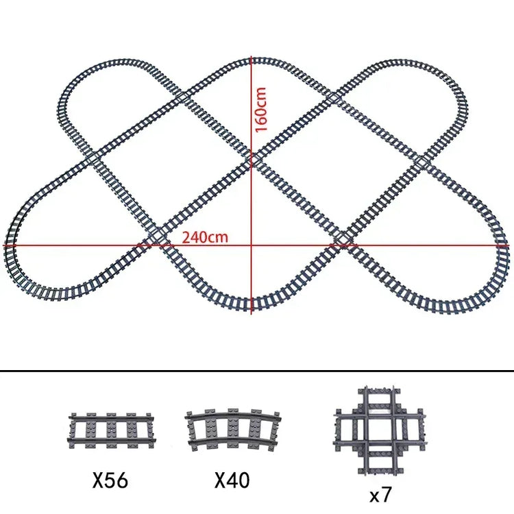 High-Tech City Train Track Set by BYMRR with flexible, forked, straight, and curved rails for creative building and children’s play.