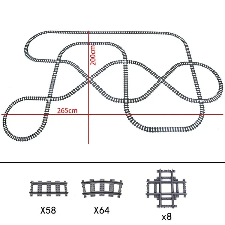 High-Tech City Train Track Set by BYMRR Train Store with flexible forked, straight, and curved rails for creative building fun.
