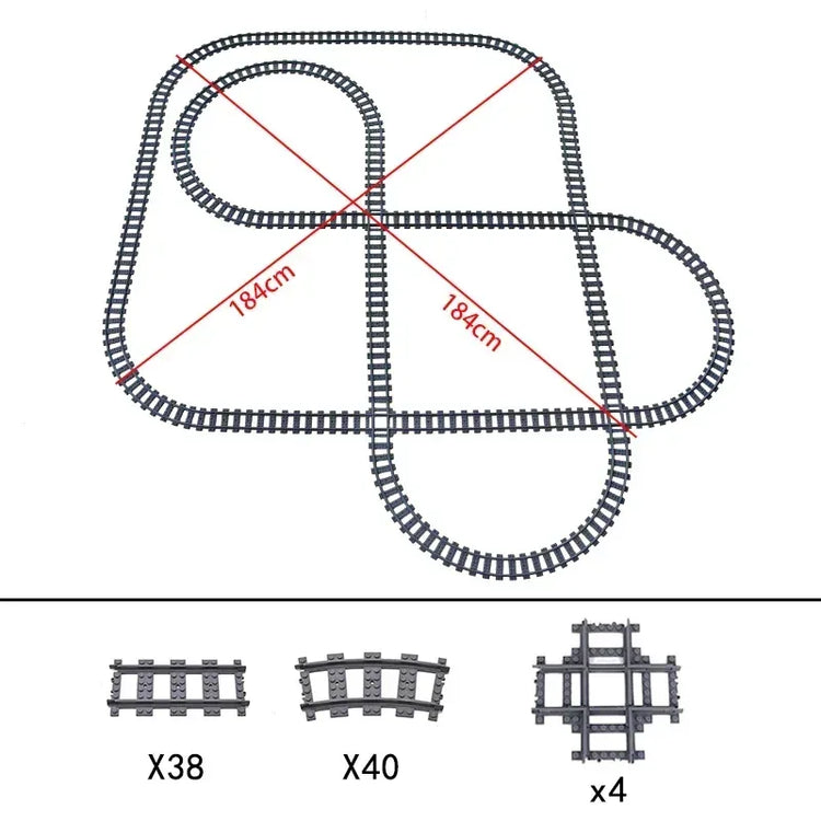 High-Tech City Train Track Set by BYMRR Train Store featuring flexible forked, straight, and curved rails for creative building toys.