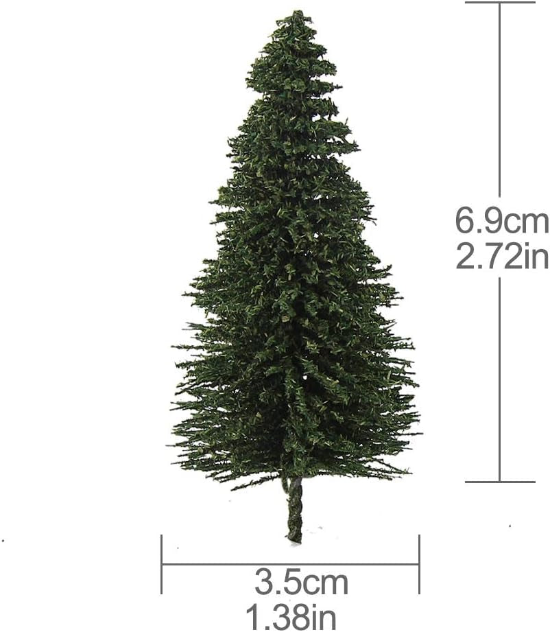 S0806 40PCS Dark Green Pine Model Cedar Trees 2.72 Inch (69Mm) for Model Railroad Scenery Landscape Layout HO Scale New (2.7Inch)