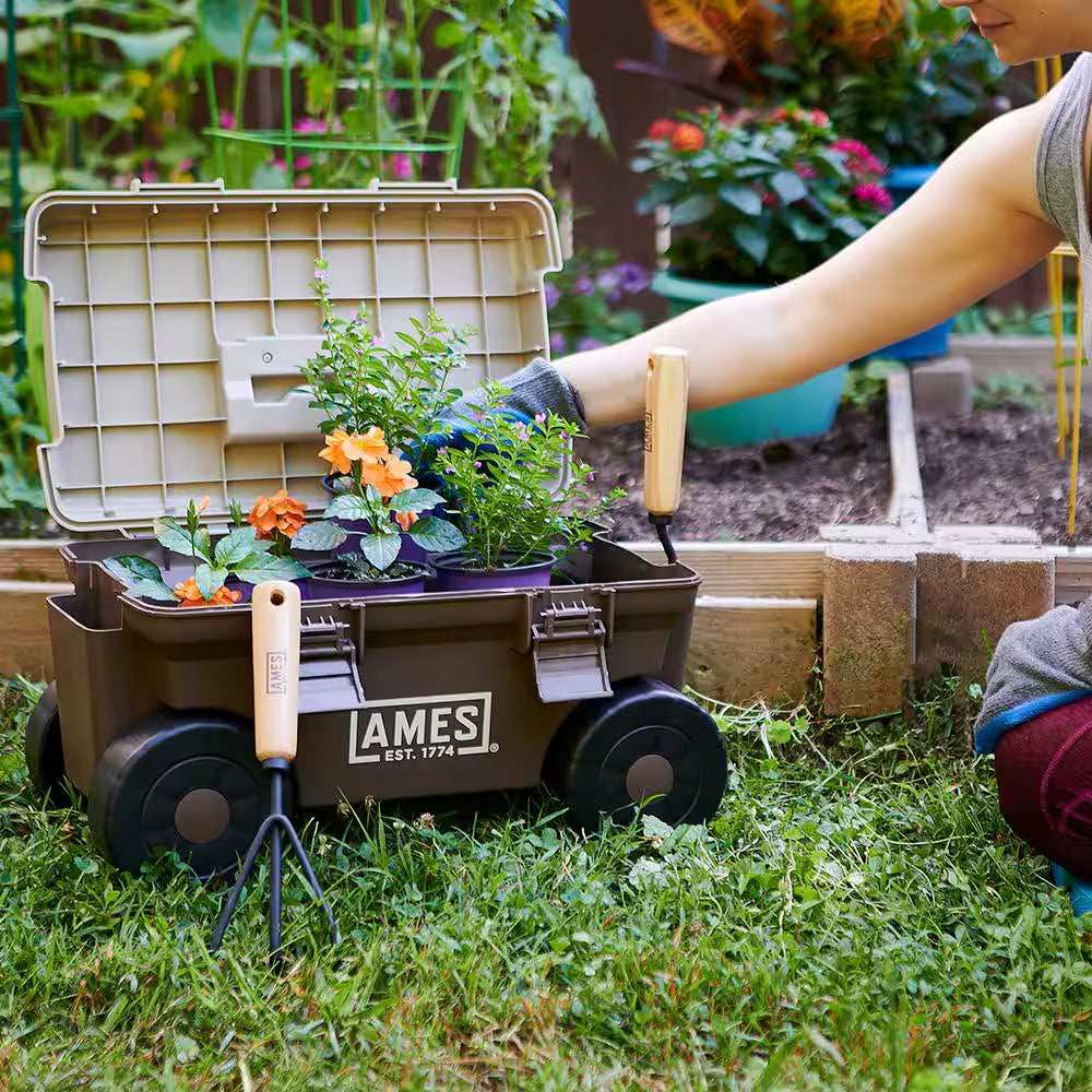 1.5 Cu.Ft. Plastic Rolling and Storage Lawn and Garden Cart