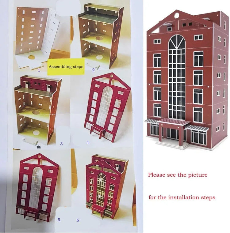 Model N scale shopping mall building by ATINGSHOKB for modern city train railway layouts, assembled architectural model.