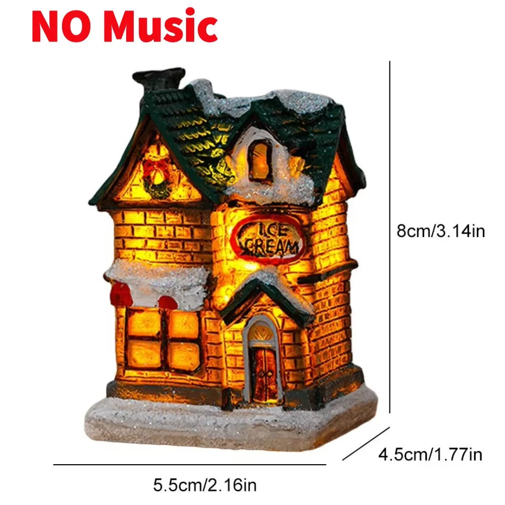 Illuminated Rotating Winter Scene Musical Box with Figurines - 6.3-Inch Holiday Decor for Children, Ideal for Bookshelves and Restaurants