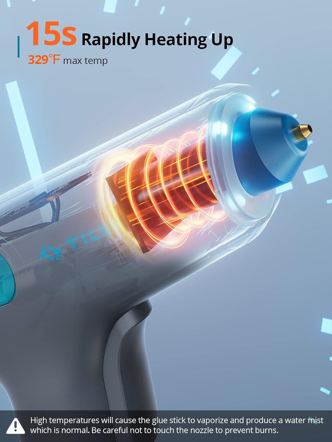 Tilswall Cordless Hot Glue Gun with 20 Glue Sticks, Fast Preheat, Continuous Dispensing, Auto Shut-Off, and USB-C Rechargeable Battery for DIY Crafting and Home Repair