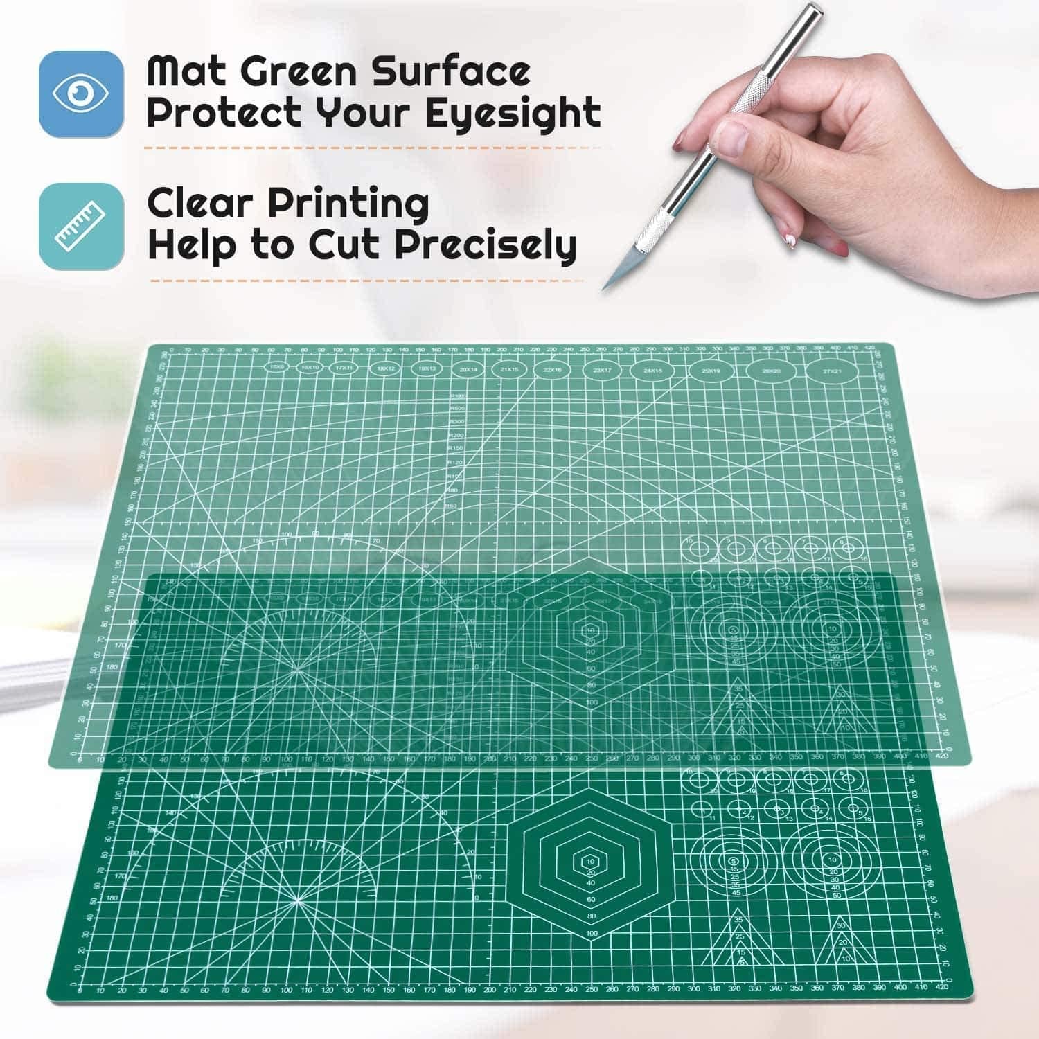 Anezus Self Healing Sewing Mat, 12Inch X 18Inch Rotary Cutting Mat Double Sided 5-Ply Craft Cutting Board for Sewing Crafts Hobby Fabric Precision Scrapbooking Project