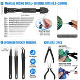 68-Piece 3D Printer Tool Kit with Storage Case - Comprehensive Accessories Including Deburring Tool, Scrapers, Metal Files, Brushes, Hand Drill, and Tweezers for Bambu Lab, Ender 3, Kobra, and More