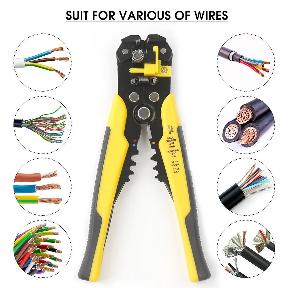 Self Adjusting Wire Stripper Cable Cutter Electricians Crimping Tool, 3 in 1 Heavy Duty Automatic Wire Stripping Cable Cutting Tools for Solid and Stranded 10-24 AWG, Multitool Pliers Electrician Rep