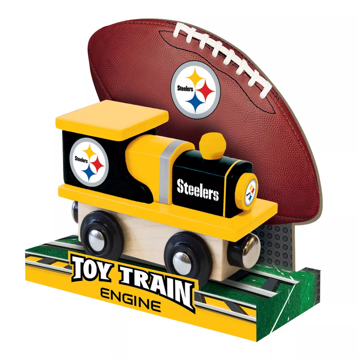 Masterpieces Officially Licensed NFL Pittsburgh Steelers Wooden Toy Train Engine for Kids