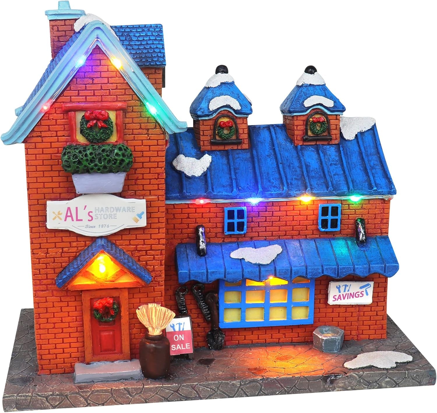 Animated Christmas Village Fire Station - Illuminated Musical Snow Village Collectible - Perfect for Holiday Indoor Decor and Displays - Made from Resin with Moving Truck Feature