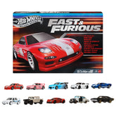 Set of ten 1:64 scale die-cast Fast & Furious cars featuring various vehicle models from the BYMRR Train Store collection.