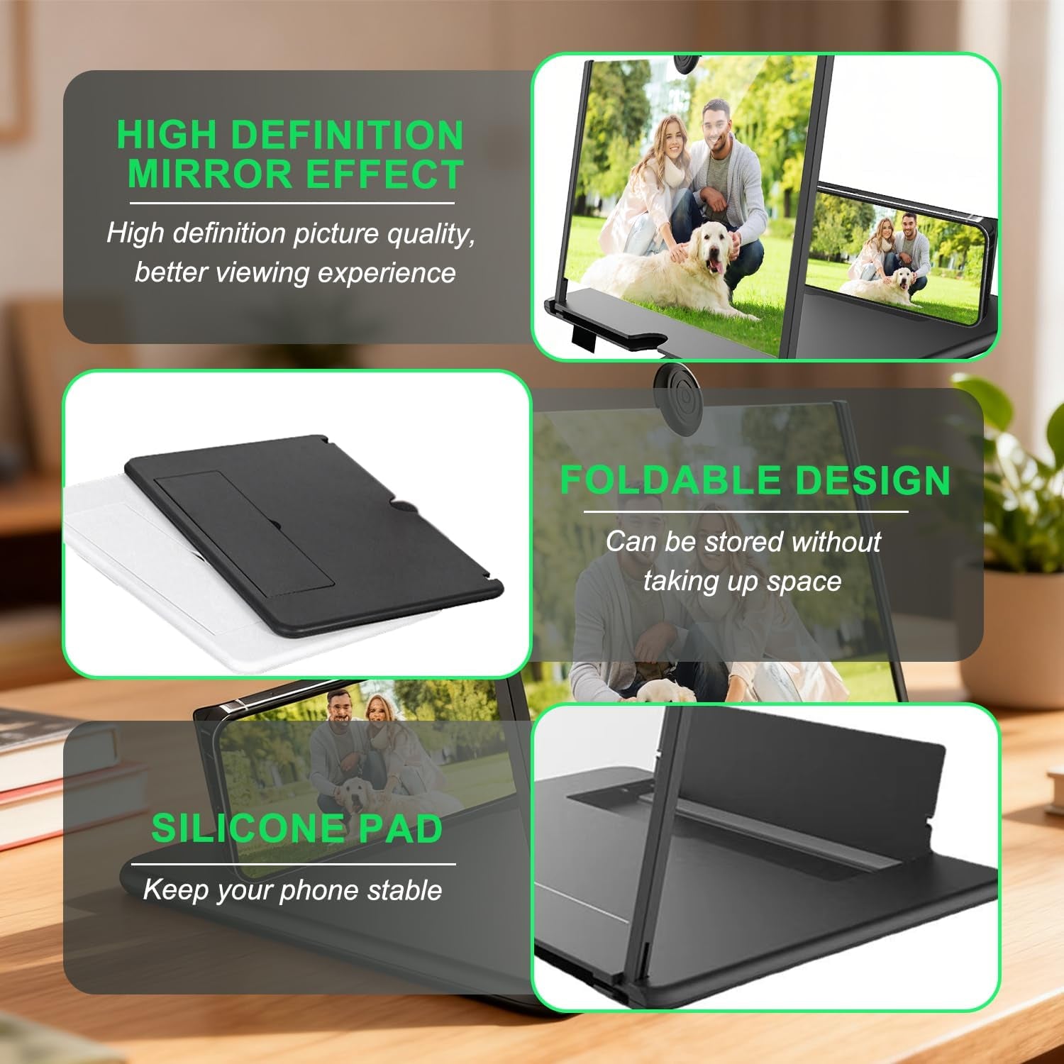 Screen Magnifier for Cell Phone 2026 New Version, Foldable 3D HD Magnifier Pull-Out for Phone Magnifying 10-12Inch Screen Amplifier Smart Mobile Phones Movies (White, 12 Inch HD)