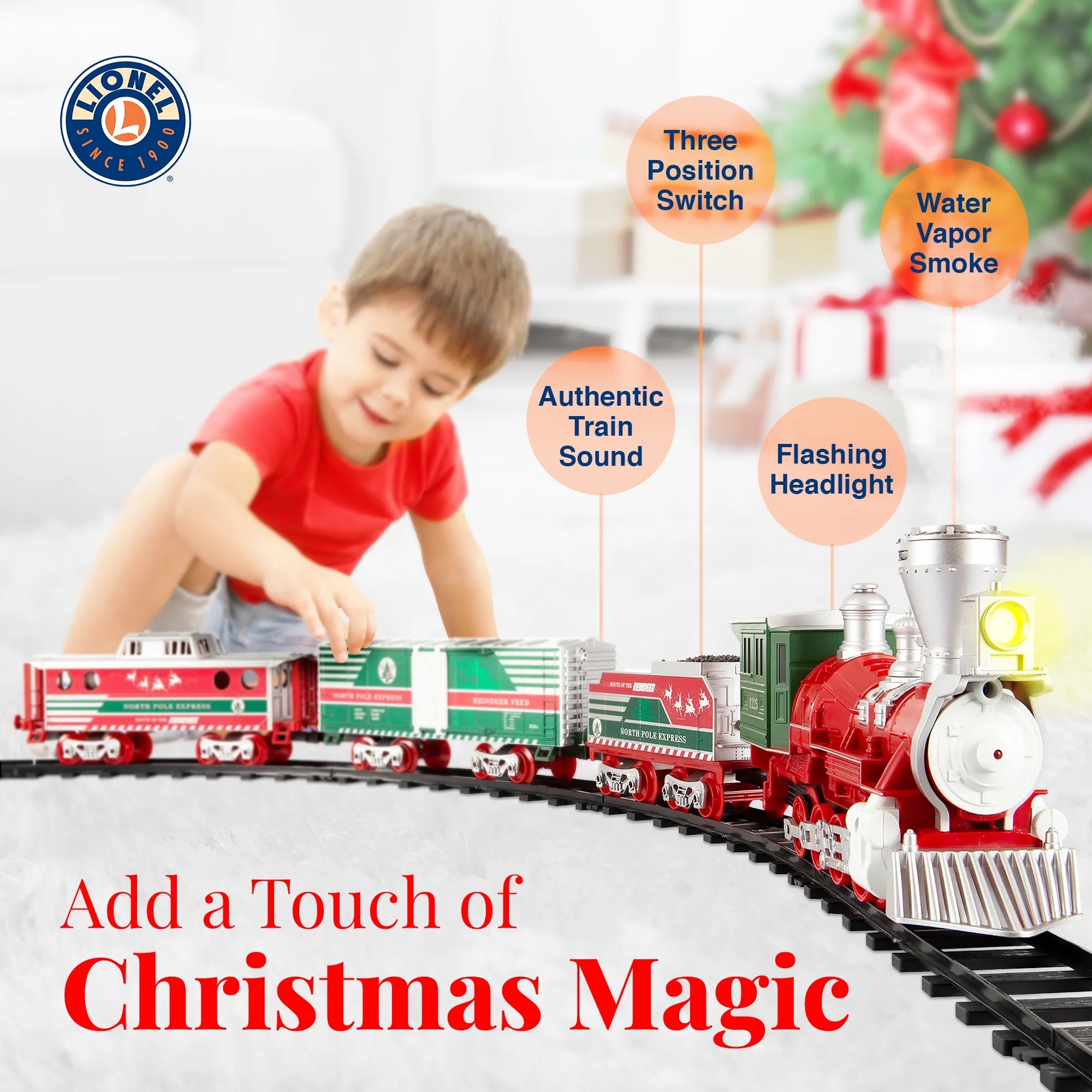 Trains North Pole Express Holiday Train 42 Piece Set with Sounds
