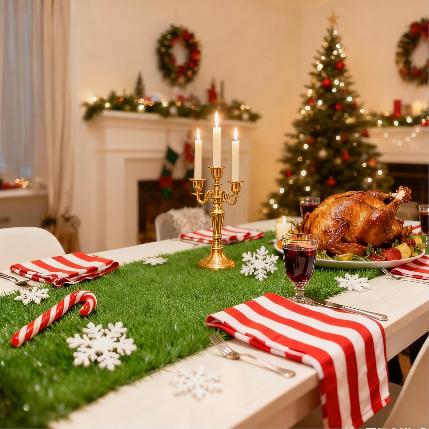 XLX TURF Green Christmas Artificial Grass Table Runner - 12 x 36 Inches for Mantle, Football, Golf Party Decorations, and Centerpieces for Weddings and Baby Showers