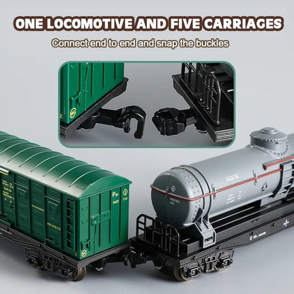 Christmas Train Set Electric Train Toy Set for Boys Locomotive Engine with Sounds Light Rechargeable Classical Steam Cargo Cars Tracks for Kids Christmas Decorations Indoor Toddlers Xmas Gift - BYMRR Train Store