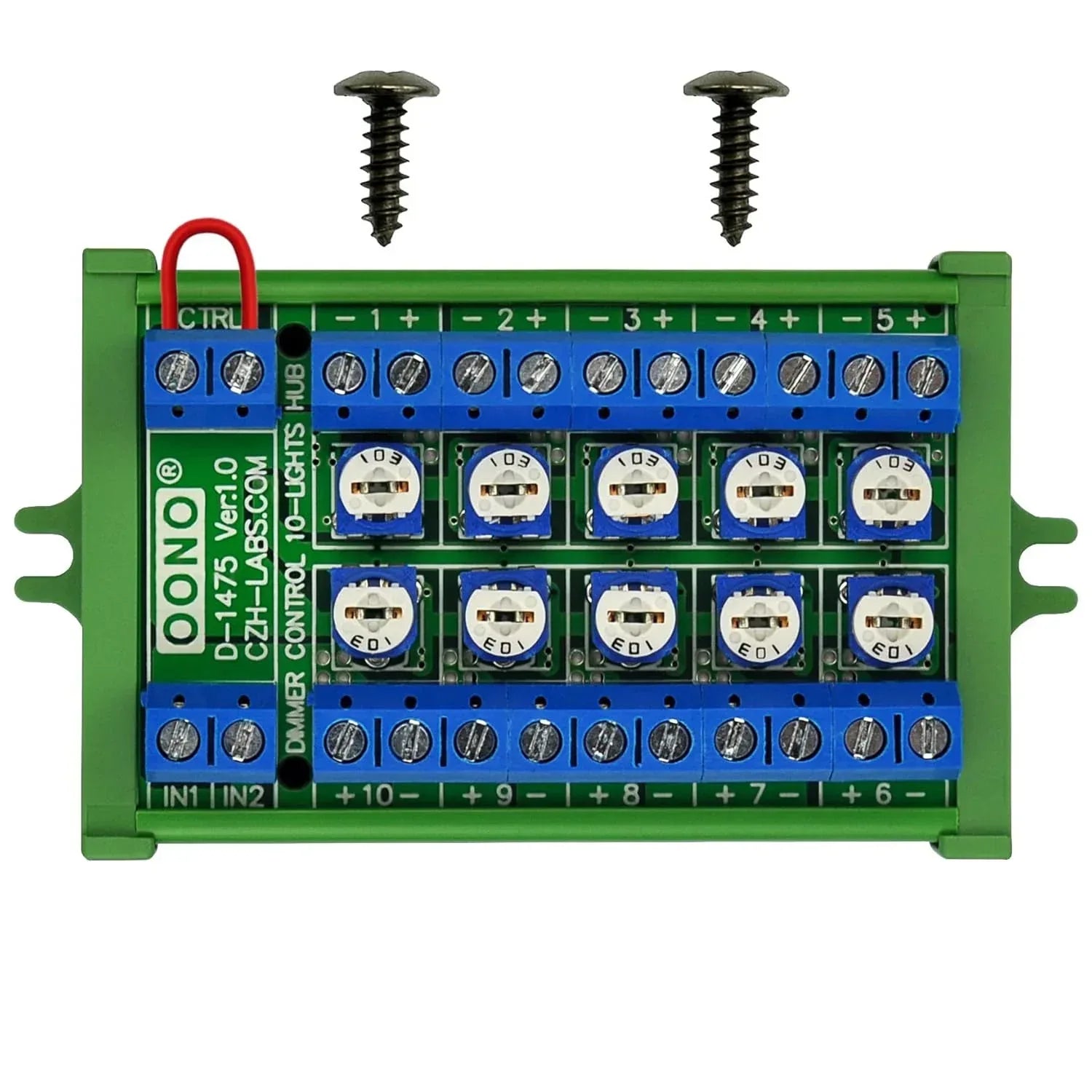 CZH-LABS 10-light LED dimmer control hub for HO and N scale train sets with illuminated train tracks and model train components