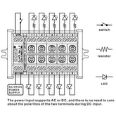 CZH-LABS 10-Lights LED dimmer control hub for HO and N gauge model train sets, featuring multiple LED lights for train lighting control.