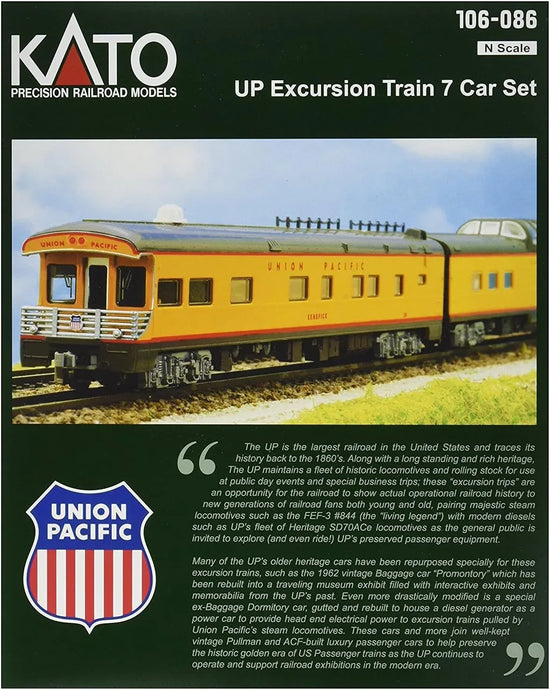 Kato USA N Scale Union Pacific Excursion Train 7-Car Set - BYMRR Train Store