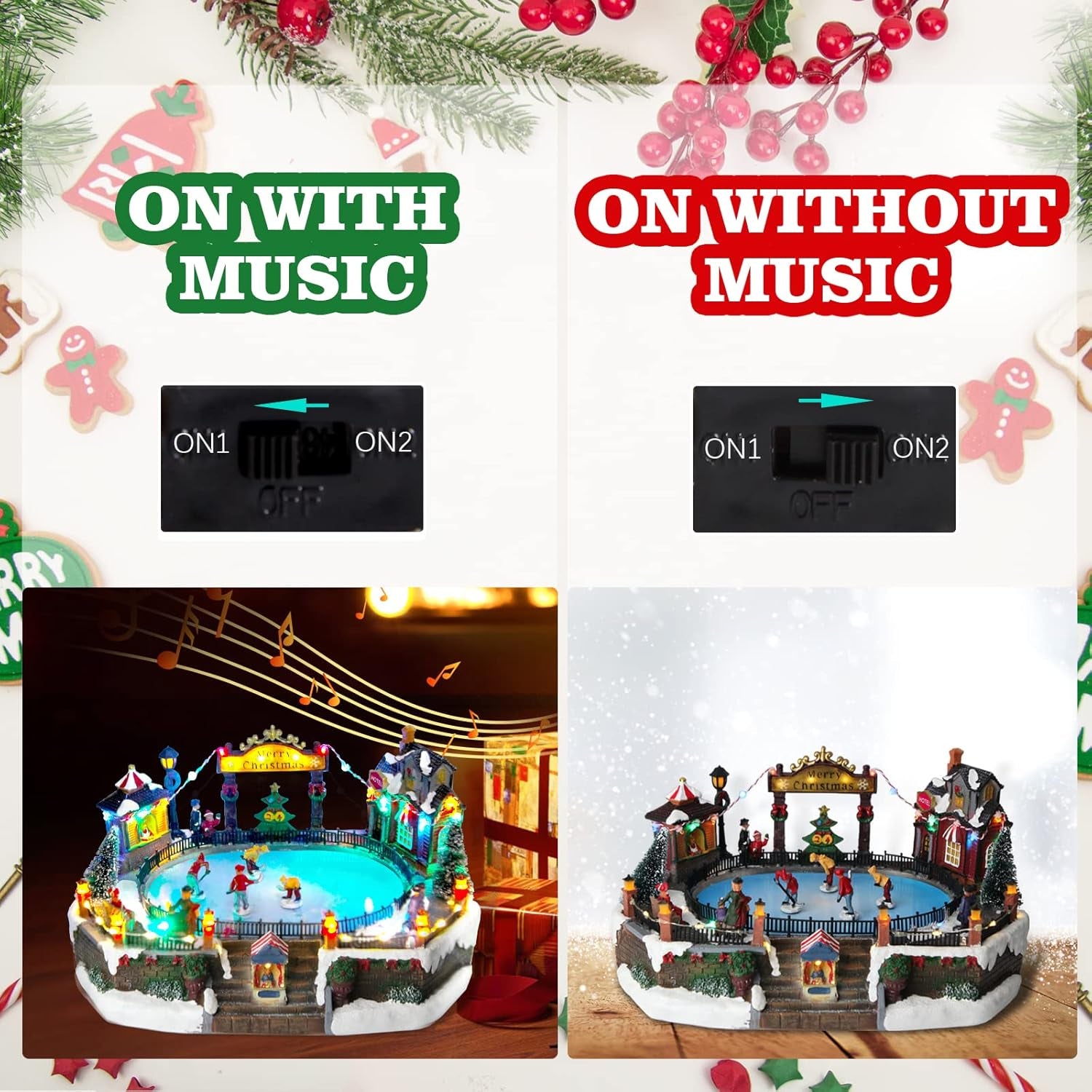 Christmas Village Snow Globe with Train and Snowman