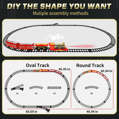 Ultimate Rechargeable Steam Train Set with Tracks, Lights, Sound & Smoke - The Perfect Gift for Kids Aged 2-8!