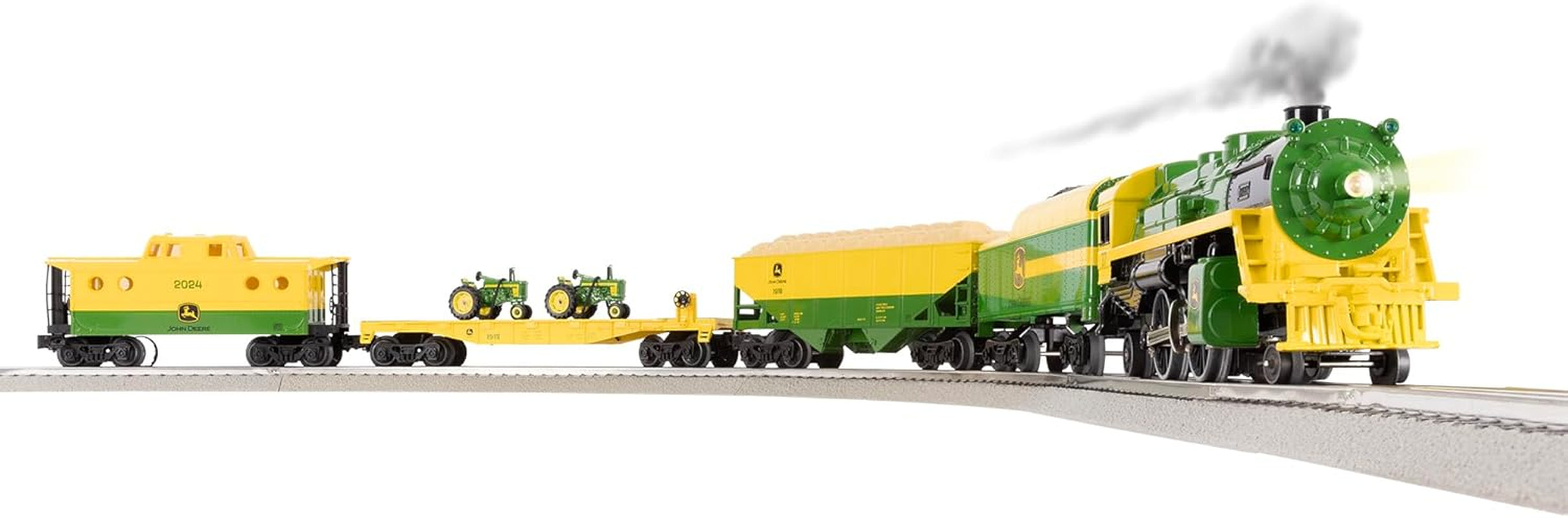 Lionel John Deere Freight Lionchief 5.0 Electric O Gauge Train Set with Bluetooth Connectivity and Remote Control
