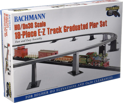 Bachmann Trains 18-Piece E-Z Track Graduated Pier Set Compatible with HO and On30 Scale E-Z Track, White