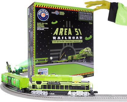 Lionel Area 51 UFO Recovery Bluetooth Lionchief Electric O Gauge Freight Train Set with Remote Control