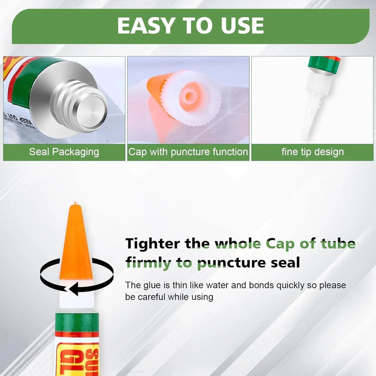 48-pack of WOUSEDO 3G clear cyanoacrylate adhesive bottles for wood, rubber, leather, plastic, metal, and craft projects.